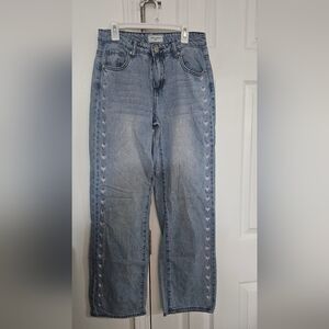 Wild Fable Light Blue Straight Leg Jeans with Heart Accents